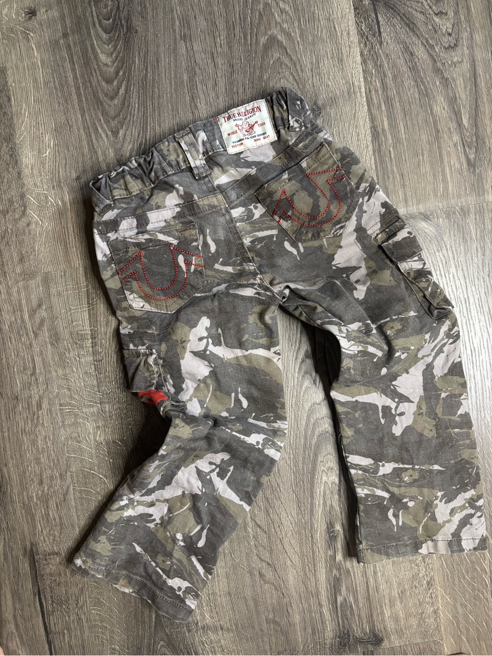 True Religion Kids Camo Cargo Pants with Red Stitching- Sz 4T